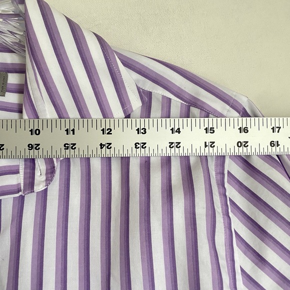 Canali  Dress Shirt Mens 39/15.5 Purple Stripe Button Up Long Sleeve Made Italy - Picture 7 of 9